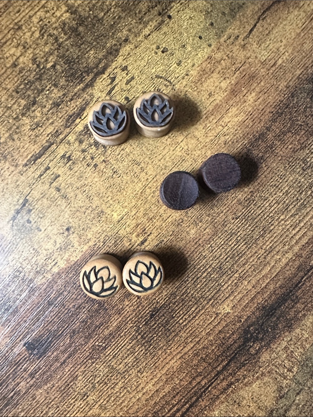 Set of three wooden 9/16 gauge plugs